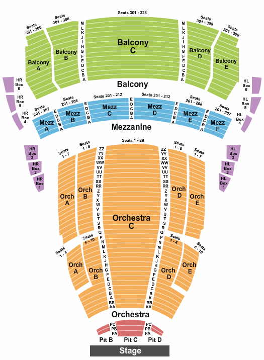 The Buell Theatre Seating Map