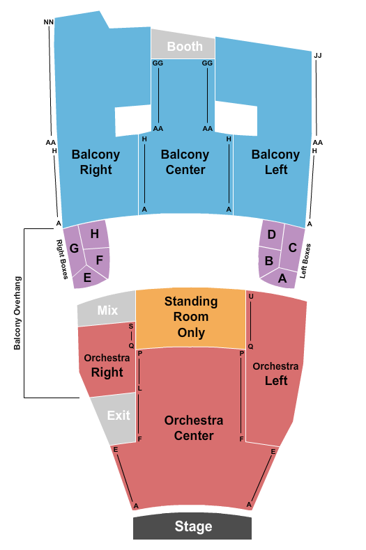 The Cabot - Cabot Performing Arts Center Endstage Rsvd/GA Seating Chart