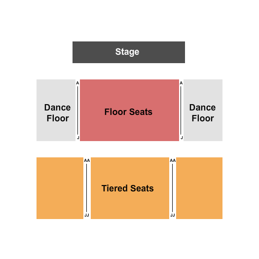 The Center For The Arts - Grass Valley Endstage Rsrv Flr/Tiered seats/Dance Flr L&R Seating Chart