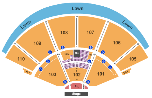 seating chart for The Cynthia Woods Mitchell Pavilion - End Stage - eventticketscenter.com