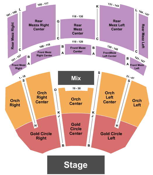 The Downtown Palace Theatre GC/Orch/Mezz Seating Chart