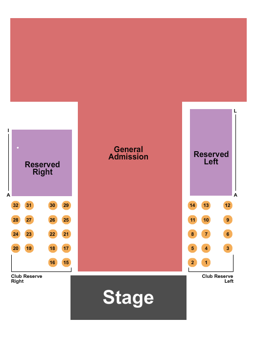 The Drill Hall at Base31 Endstage Flr/Rsrv/Club Seating Chart