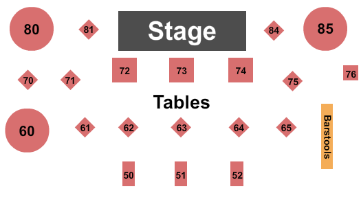The Dunsmore Room at Crooners End Stage Seating Chart