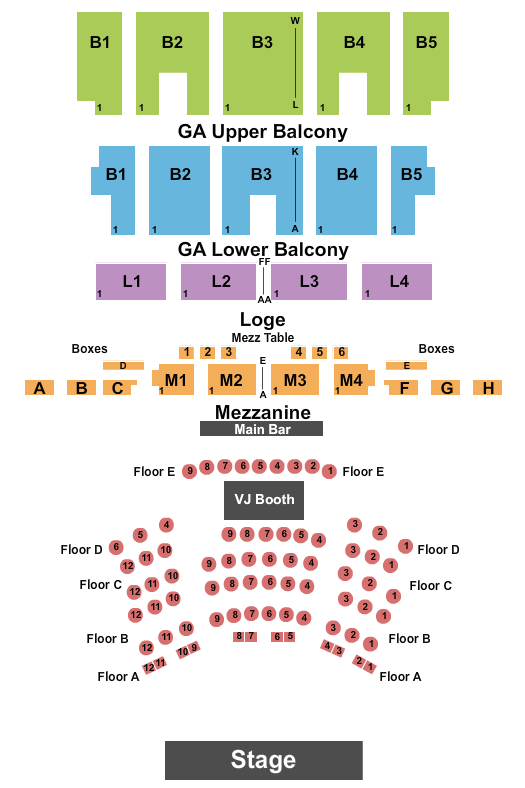 The Fillmore - Detroit Endstage Tables Seating Chart