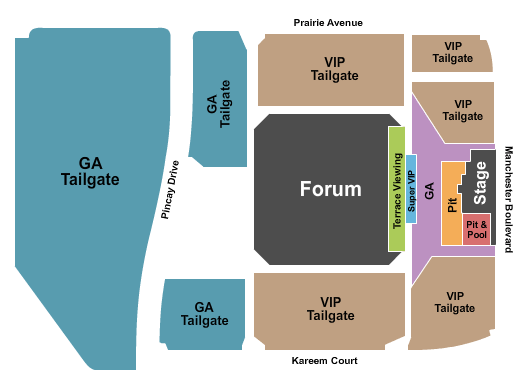The Kia Forum Tailgate Fest Seating Chart