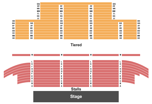 The Gordon Craig Theatre Tiered & Stalls Seating Chart