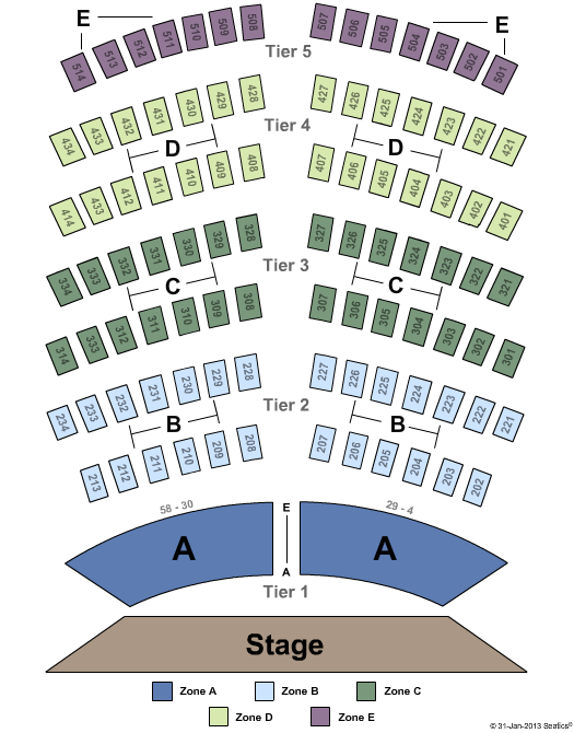 City National Grove of Anaheim Endstage - Zone Seating Chart