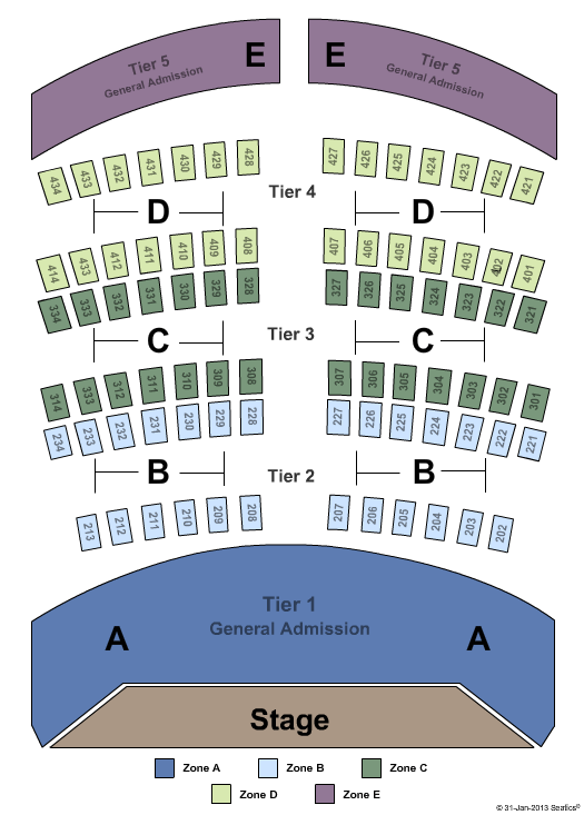 City National Grove of Anaheim Endstage GA - Zone Seating Chart