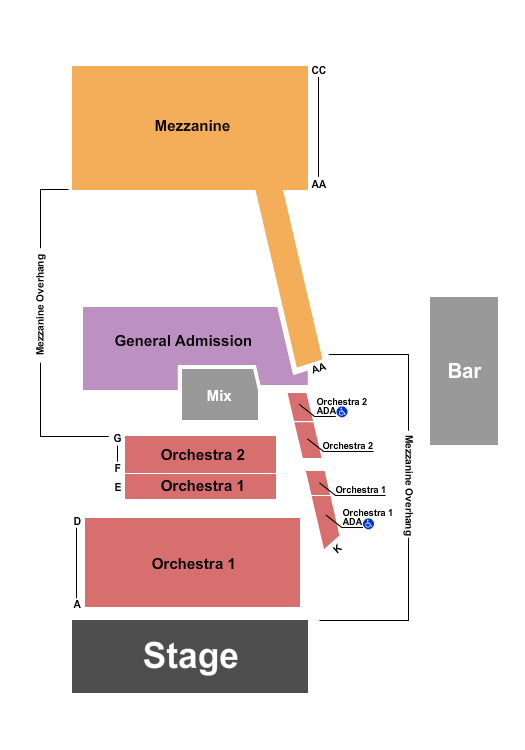 The Guild Theatre - Menlo Park Endstage w/ GA Seating Chart