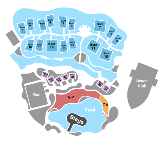The Guitar Hotel Pool at Hard Rock Live Endstage Seating Chart
