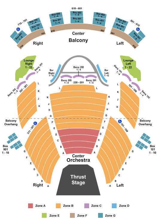 seating chart for Hanna Theatre at Playhouse Square - End Stage - IntZone - eventticketscenter.com