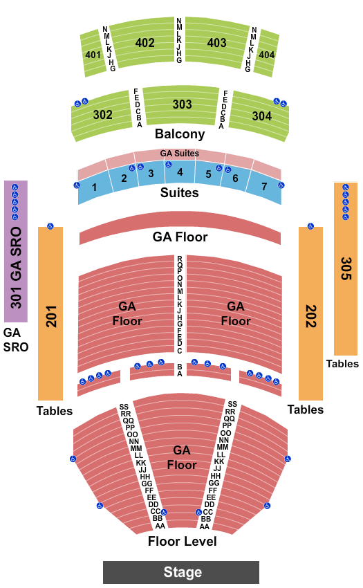 The Theater at Virgin Hotels - Las Vegas Endstage GA Floor 2 Seating Chart