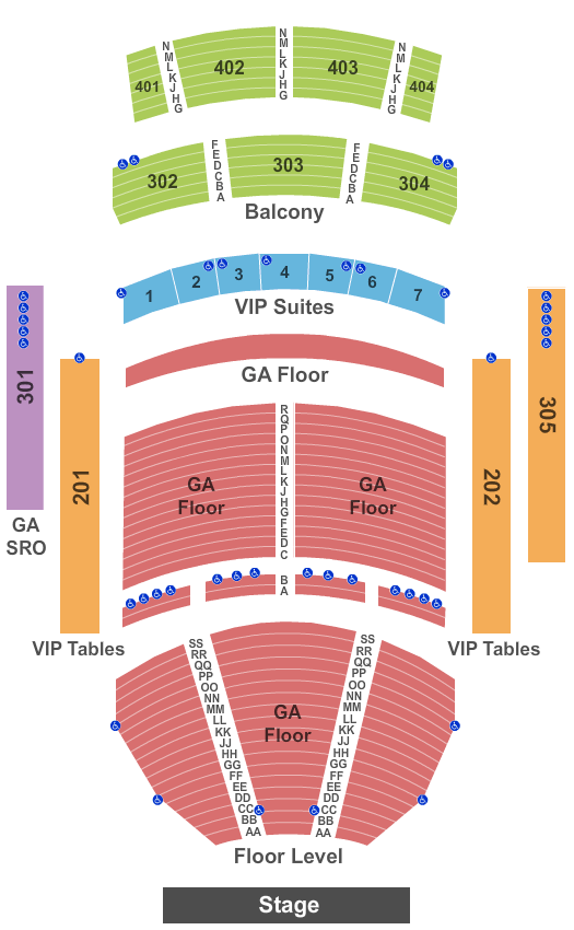 The Theater at Virgin Hotels - Las Vegas Endstage GA Flr Seating Chart