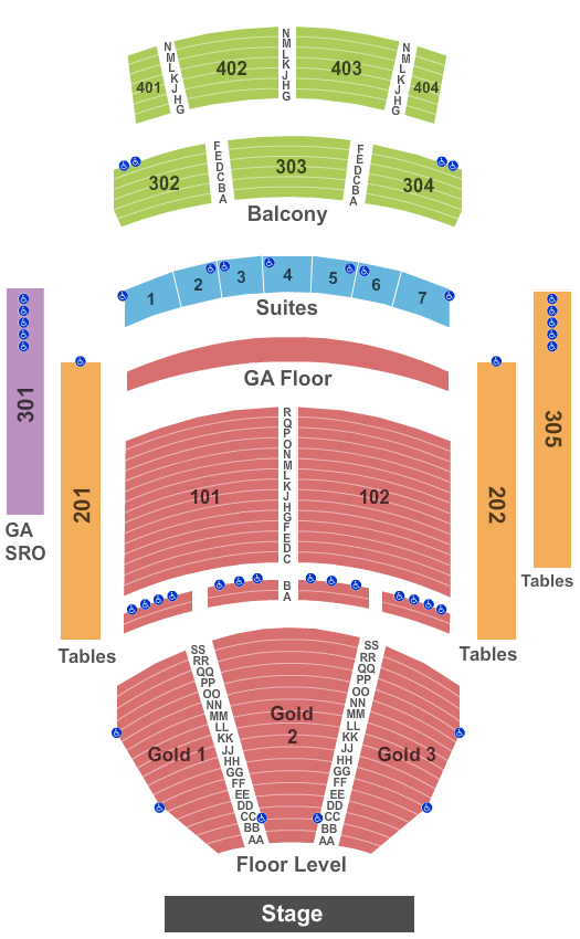 The Theater at Virgin Hotels - Las Vegas End Stage Seating Chart