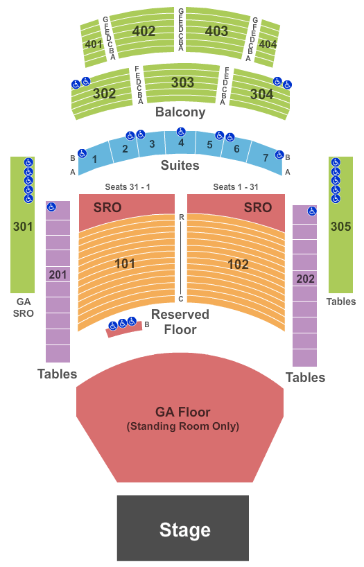 The Theater at Virgin Hotels - Las Vegas Endstage GA Flr - Res Seating Chart