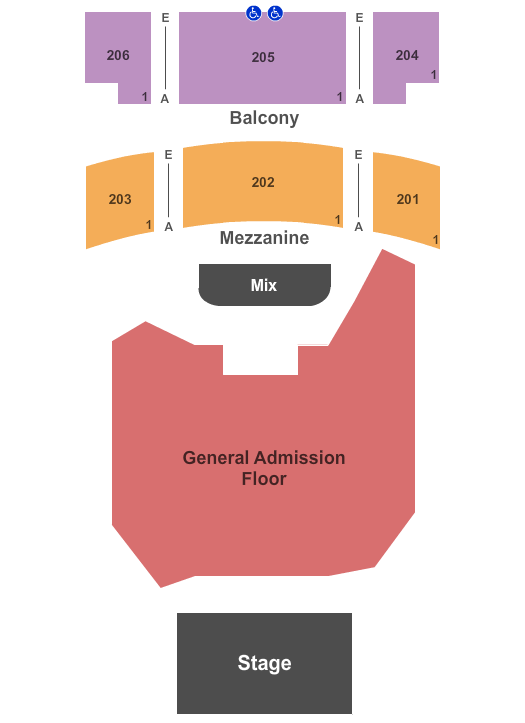seating chart for The Joy Theater - Endstage GA Flr - eventticketscenter.com