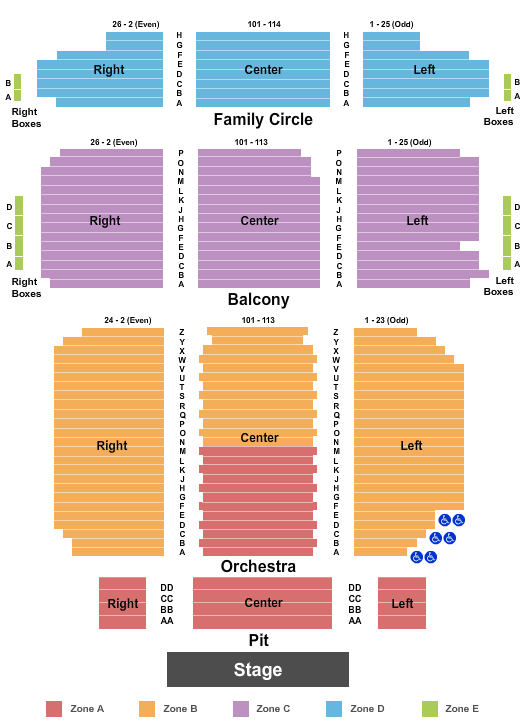 Miller Theater at The Kimmel Center Endstage Pit - IntZone Seating Chart