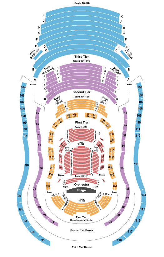 seating chart for Verizon Hall at The Kimmel Center - Endstage 2 - eventticketscenter.com