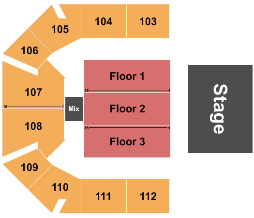 The Kovalchick Convention and Athletic Complex - Ed Fry Arena Half House RSV - Numbered Seating Chart