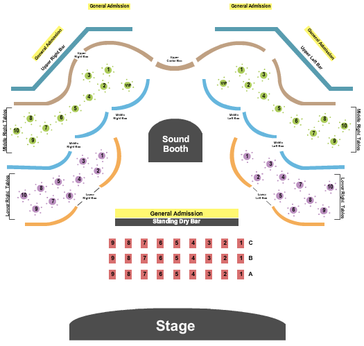The Moon End Stage Tables Seating Chart
