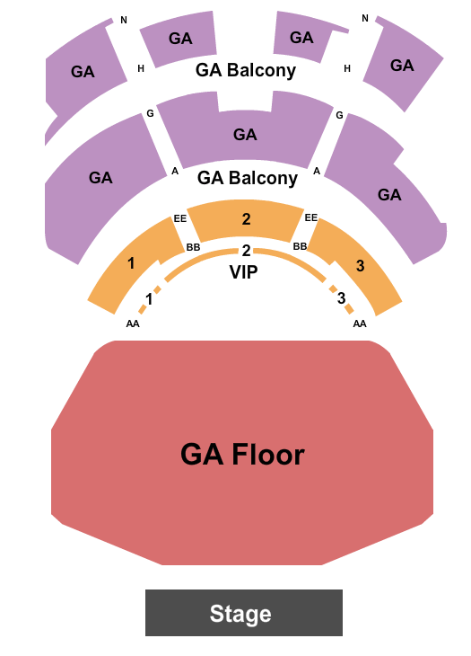 seating chart for The Novo - GA Flr - VIP Balc - GA Balc - eventticketscenter.com