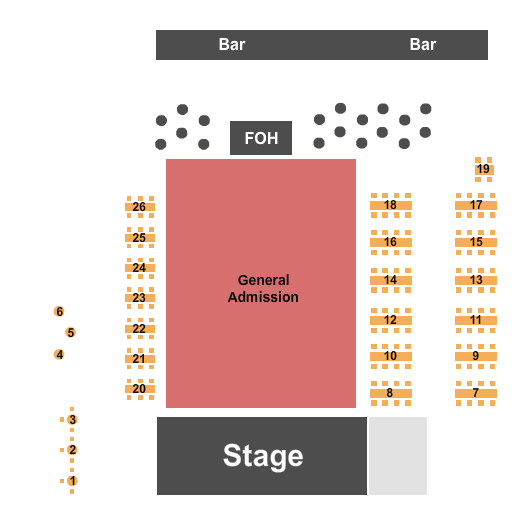 The Old Coupland Inn & Dancehall GA & Tables Seating Chart