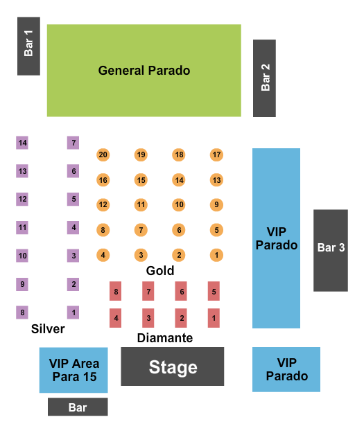 The Palace Night Club - Woodbridge GA/VIP/Tables Seating Chart