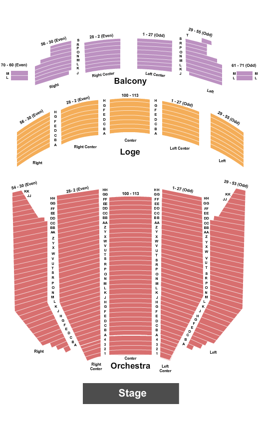 seating chart for Pasadena Civic Auditorium - End Stage - eventticketscenter.com