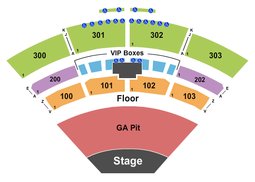The Pavilion at Toyota Music Factory 3 quarter Pit - No Lawn Seating Chart