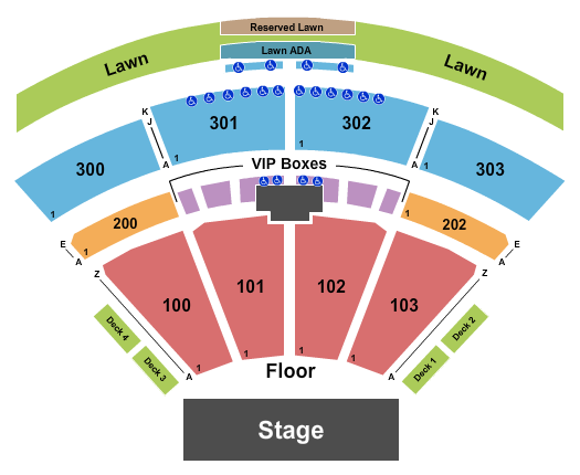 The Pavilion at Toyota Music Factory Endstage 1 - With Lawn Seating Chart