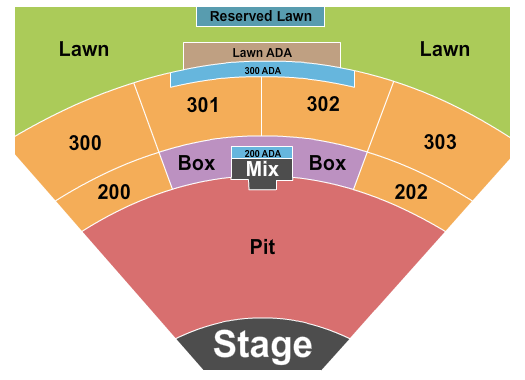 The Pavilion at Toyota Music Factory Endstage GA Floor w/ RSV Lawn Seating Chart