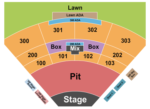 The Pavilion at Toyota Music Factory Endstage Medium GA Pit - No Res. Lawn Seating Chart