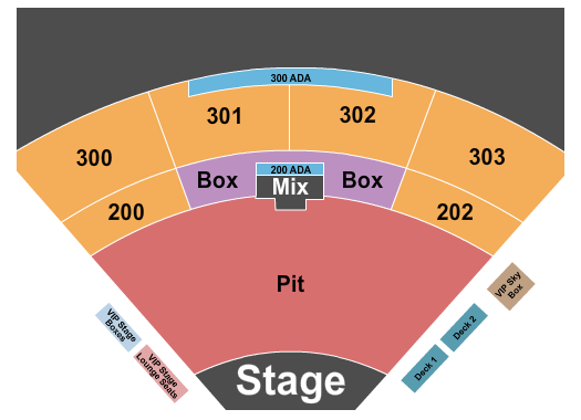 The Pavilion at Toyota Music Factory Endstage Pit - No Lawn 2 Seating Chart