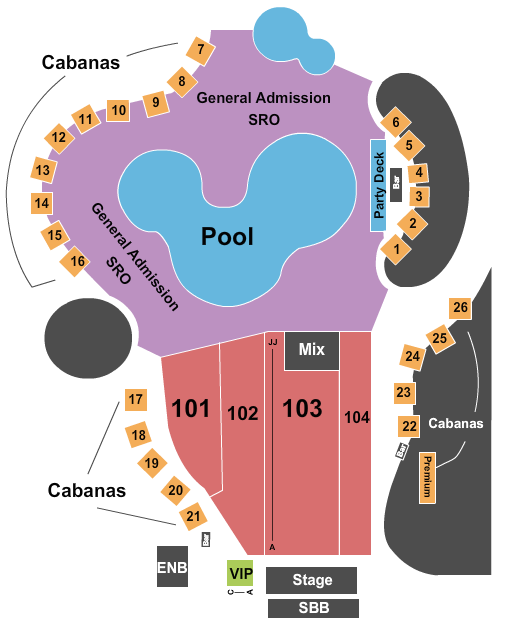 The Pool at Talking Stick Resort Seating Chart