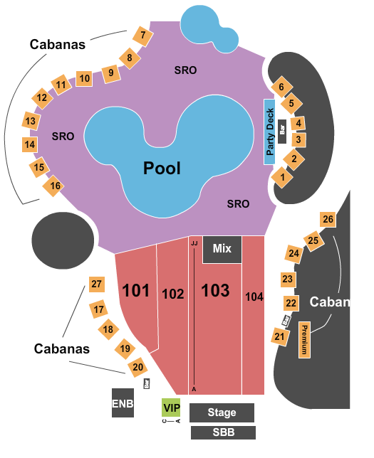 The Pool at Talking Stick Resort Pitbull Seating Chart