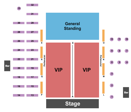 The Ranch Concert Hall & Saloon Endstage GA/Rsvd 2 Seating Chart