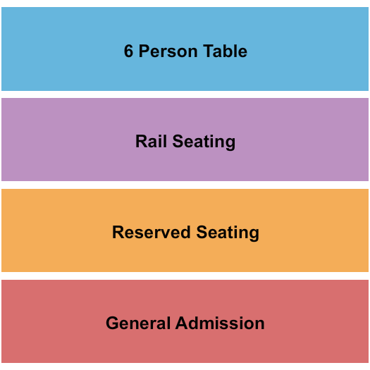 The Ranch Concert Hall & Saloon GA/Rsvd/Rail/Table Seating Chart