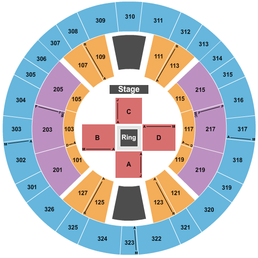Laborde Earles Coliseum seating chart with row numbers