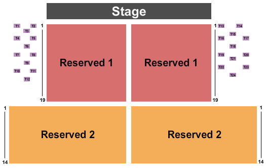 The Regalia Hotel & Conference Center Reserved & Tables Seating Chart