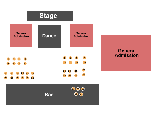 The Roundup - TX End Stage Tables Seating Chart