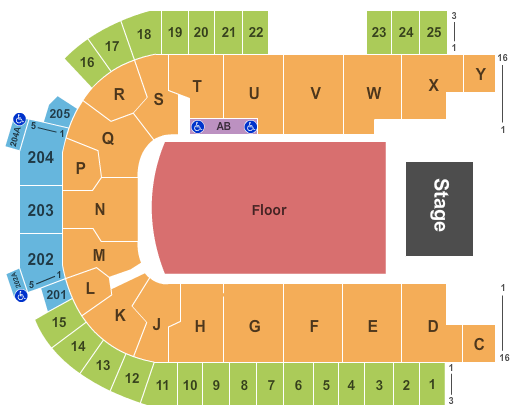 The Sanford Center End Stage GA Seating Chart