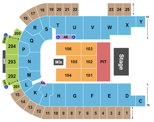 The Sanford Center Endstage GA Pit Seating Chart