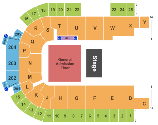 The Sanford Center Halfhouse - GA Floor Seating Chart