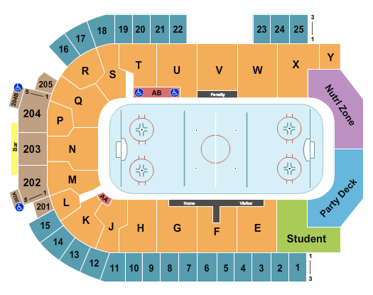 The Sanford Center Hockey 2 Seating Chart