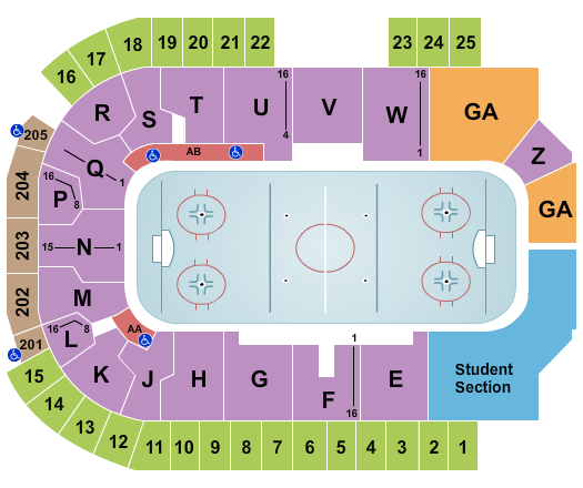 The Sanford Center Hockey Seating Chart