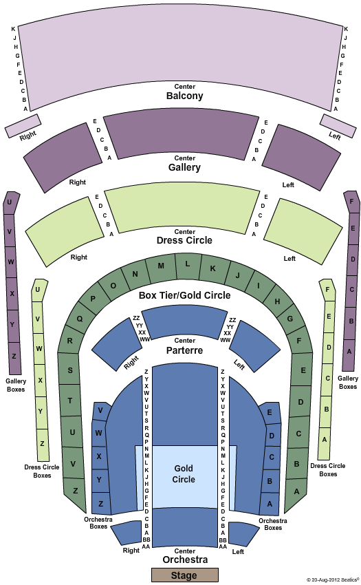 Reynolds Hall at The Smith Center End Stage Seating Chart