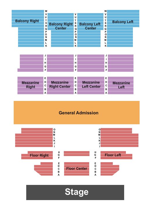 The Strand Theatre - RI Endstage GA Flr/RSV Mezz & Balc Seating Chart