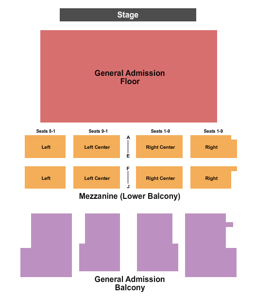 The Strand Theatre - RI GA Flr - GA Balc - Resv Mezz Seating Chart