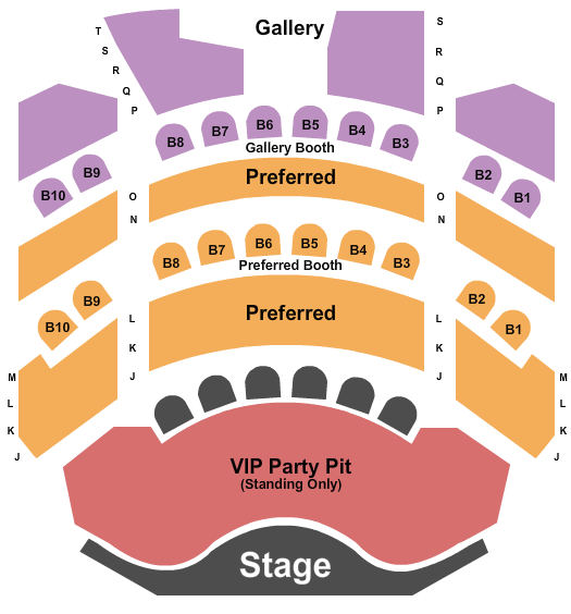 The Strat Theater At Stratosphere Las Vegas Endstage VIP Party Pit/Preferred Tier Seating Chart