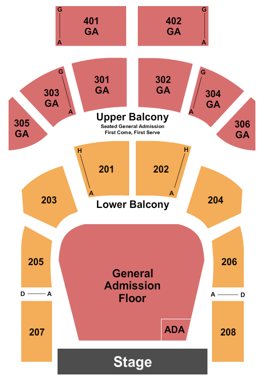 The Tabernacle - GA GA Flr & Up Balc - Resv Low Balc Seating Chart